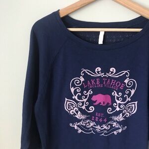 Lake Tahoe Top Blouse Shirt Navy Incline Village